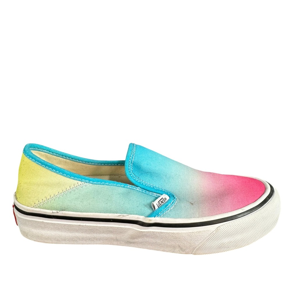 Vans Slip-On Ombre Pink Blue Yellow Gradient UltraCush Canvas Sneakers 7.5